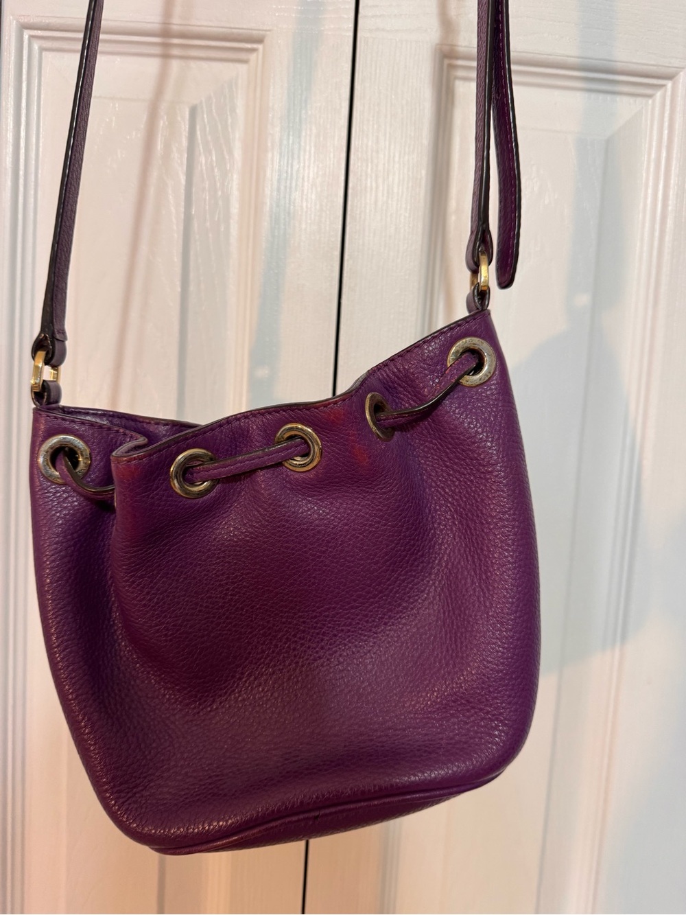 Michael Kors Plum Leather Drawstring Crossbody Bag - Picture 6 of 9